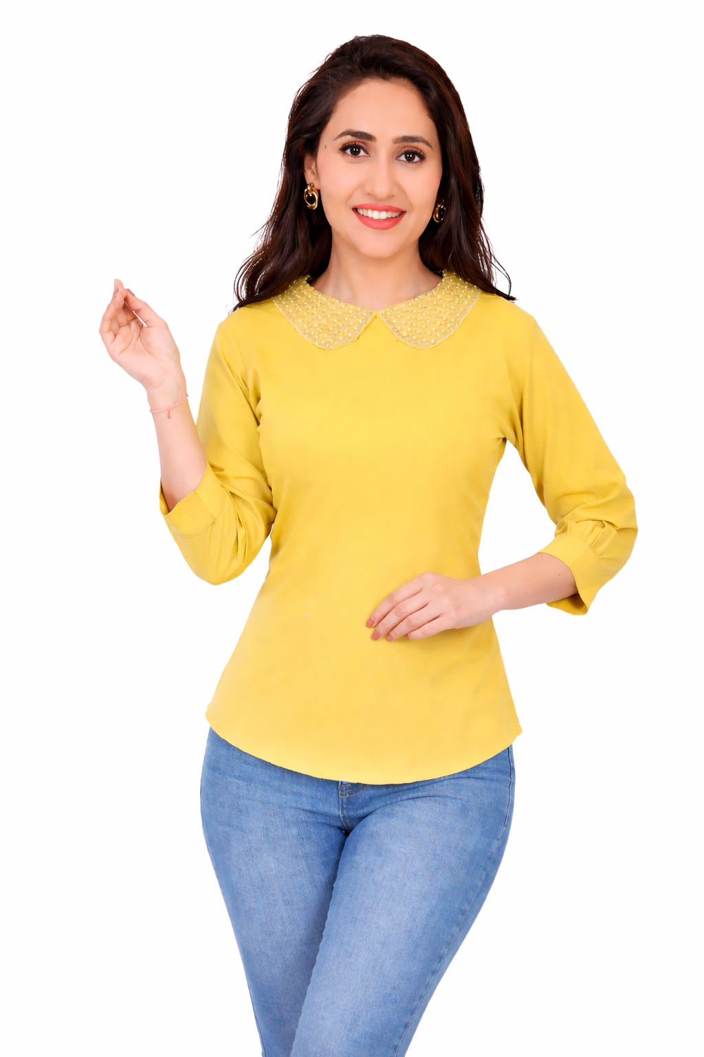 nyra glow top with neck work