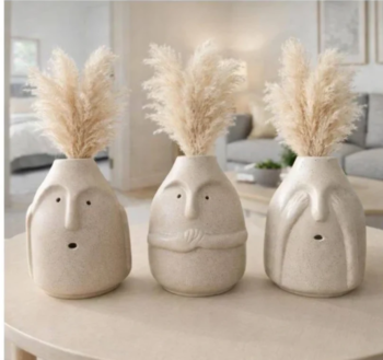 Ceramic Gandhi Flower Vase Set