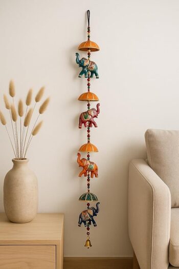 Handcrafted Rajasthani Wall Hanging | Ethnic Decorative Hanging with Beads & Bell