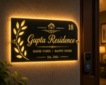Custom LED Name Plate for Home Entrance (Warm Light, Acrylic)